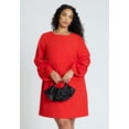 thumbnail image 3 of ELOQUII Women's Plus Size Rosette Sleeve Mini Dress, 3 of 4