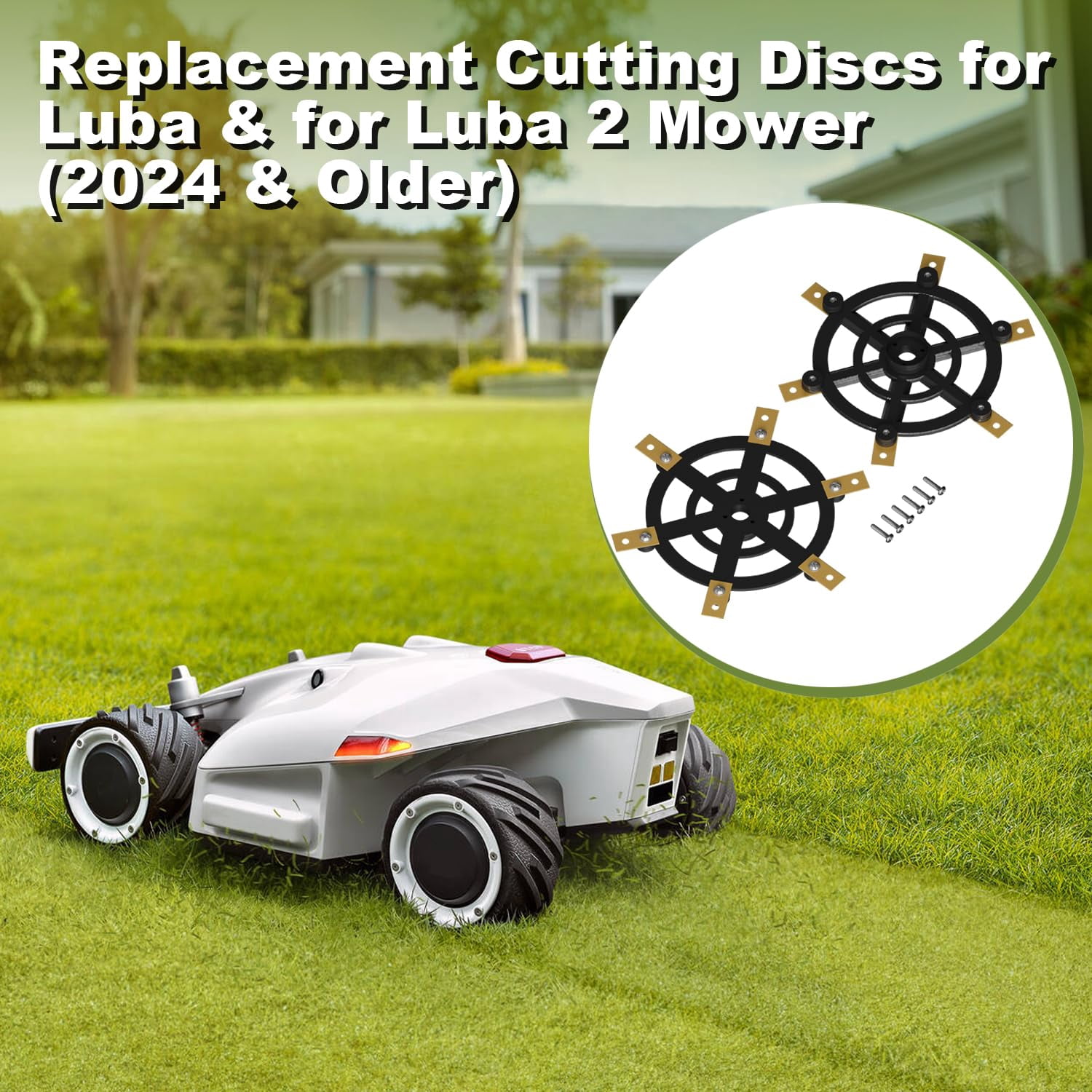 2Pcs Replacement Cutting Discs for Luba & for Luba 2 Mower (2024 & Older), Works with 4, 5, or 6 Blade Systems
