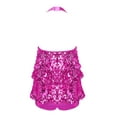 thumbnail image 2 of Aislor Kids Girls Halter Ruffles Sequins Gymnastics Leotard Tutu Skirted for Modern Jazz Ballet Rose 8, 2 of 7