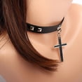 thumbnail image 3 of Punk Gótico Negro Pu Cuero Cruz Gargantilla Collar Retro Spike Remache Cuello Joyería Collar Ajustable Clavícula Cadena Advancent AP005981-00, 3 of 6