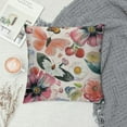 thumbnail image 2 of TIAOTIAOHOU Pink Floral Throw Pillow Cover Rabbit Strawberry Floral Kawaii Leaf Decor Girls Printed Bright Soft Square Zipper Bedroom Patio Dorm Outdoor Sofa case, 2 of 5