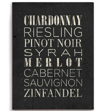 Merlot White Zinfandel Wine - Click Wall Art List Of Wine Textual Art Wood Plaque in White