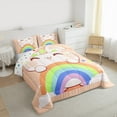 thumbnail image 3 of Manfei Kawaii Orange Cat Queen Comforter Set for Kids, Cartoon Rainbow Bedding Sets, Cute Stars Print Reversible Bedding Comforter Set, Breathable Home Decor, 3pcs, 3 of 8
