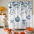 thumbnail image 3 of Shower Curtain 36"W x 72"L Fall Thanksgiving Blue Pumpkins Leaves Starfish Jellyfish Fabric Shower Curtains Set with Hooks Water Repellent Bathroom Curtains Machine Washable Bathroom Accessories, 3 of 6