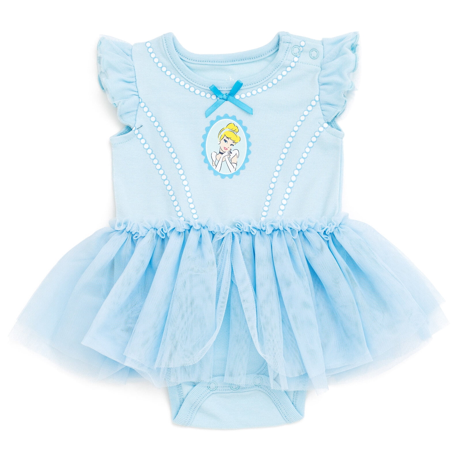 Disney Princess Cinderella Cosplay Bodysuit With Skirt Overlay & Headband Outfit Set Newborn to Infant