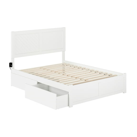 AFI Canyon Wood Platform Full Size Bed with 2 Storage Drawers in White