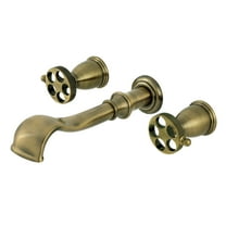 Kingston Brass KS5023RKX Webb Two-Handle Wall Mount Roman Tub Faucet with Knurled Handle, Antique Brass