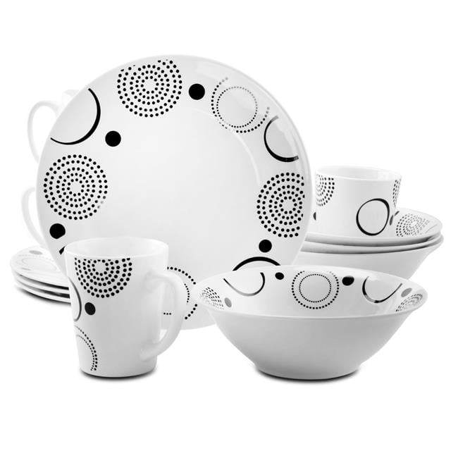 40-Piece Dinnerware Set White Ceramic Kitchen Dish Square Dinner Plates Mugs New 