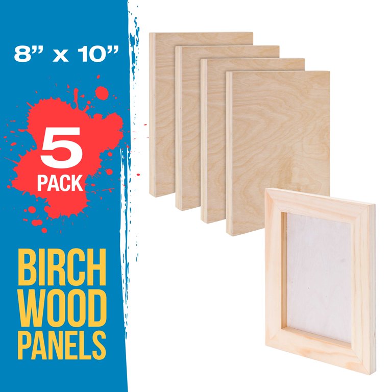 U.S. Art Supply 8 x 10 Birch Wood Paint Pouring Panel Boards, Studio 3/4  Deep Cradle (Pack of 5) 