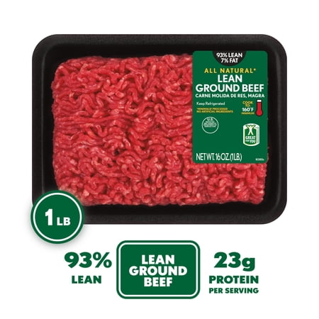 All Natural* 93% Lean/7% Fat Lean Ground Beef, 1 lb Tray