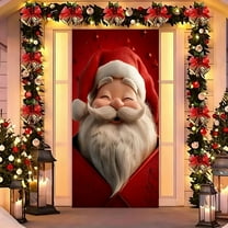 Christmas Door Cover 35x71 Inch Polyester Fabric Holiday Door Wall Decoration Festive Pattern Hanging Decor for Home Christmas Party Indoor Outdoor