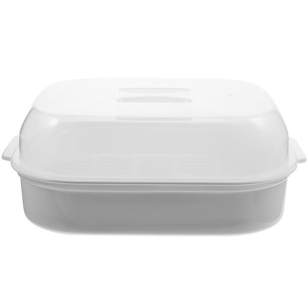 Vaporera para bollos al vapor, apta para microondas, caja especial para cocinar al vapor (blanca).