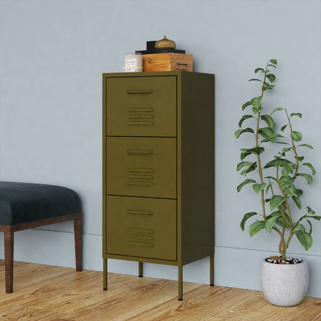 vidaXL Armoire de Rangement Vert Olive 42,5x35x101,5 cm Acier
