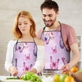 thumbnail image 5 of Pink Butterfly Flower Pattern Apron-Garden Aprons for Women with Pockets-Cotton Linen Waterproof Kitchen Cooking Gardening Aprons Adjustable for Kitchen,Cooking,BBQ and Salon 33x27 Inch, 5 of 7