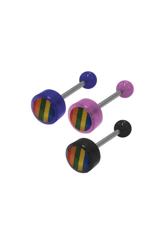 Rainbow Logo Barbell Tongue Ring