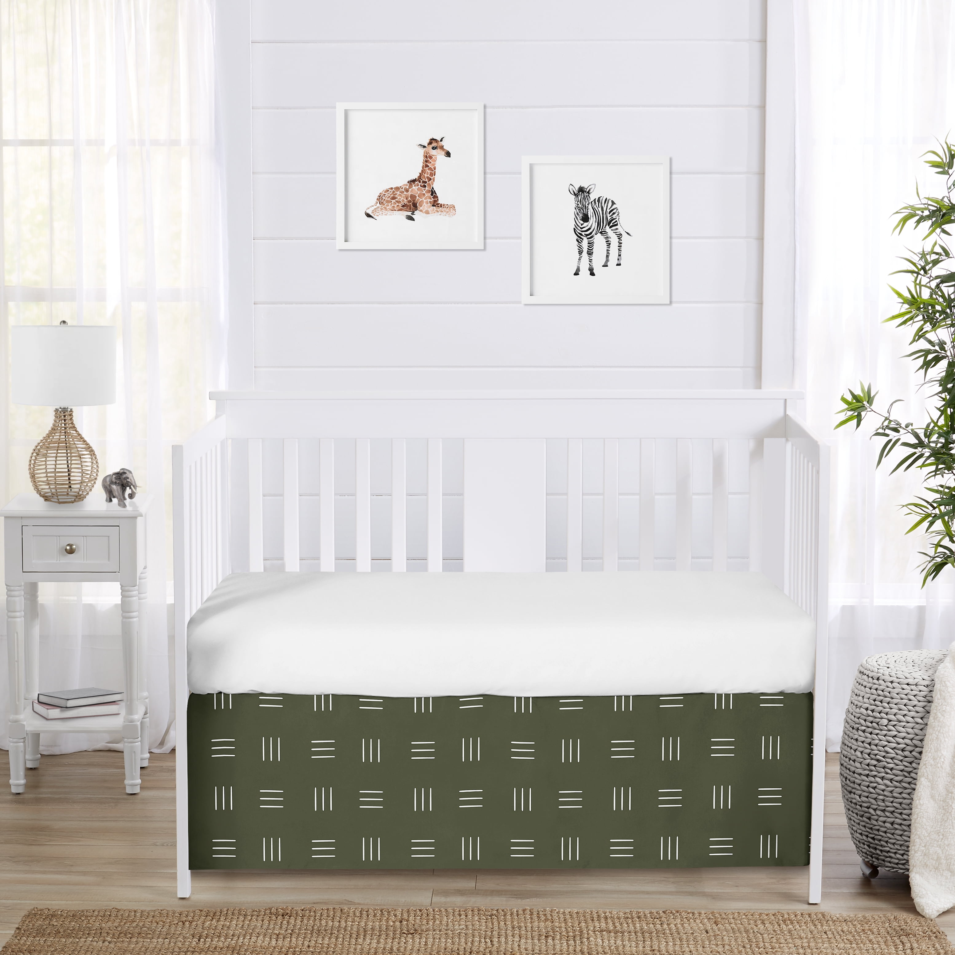 Jungle Hatch Print Dust Ruffle Crib Skirt Boy or Girl by Sweet Jojo Designs