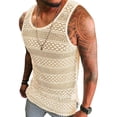 thumbnail image 4 of Men Sleeveless See Through Hollow-Out Mesh Tank Tops, 4 of 5