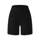 thumbnail image 3 of Pantalones cortos casuales de cintura alta para mujer - Cintura elástica, corte holgado, mezcla de algodón, liso, 3 of 4