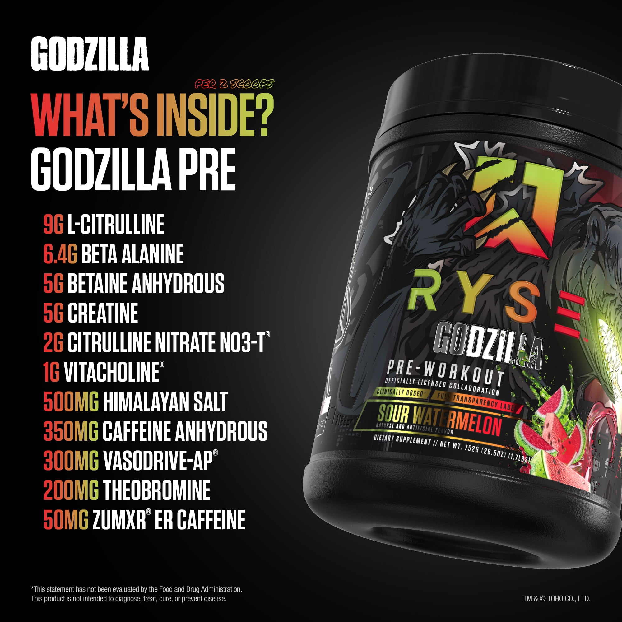 Rapsoodo トレーニングデバイス セット RYSE Godzilla X Noel Deyzel Pre Workout Powder - Sour Watermelon