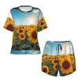 thumbnail image 4 of Lsque Sunlit Sunflower Field Women's Short-Sleeved Pajama Set - 2 Piece Soft and Lightweight Sleepwear Set-Large, 4 of 9