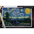 thumbnail image 3 of Poconos, Pennsylvania, Starry Night, Bear and Cub (12x18 Wall Art Poster, Room Decor), 3 of 3