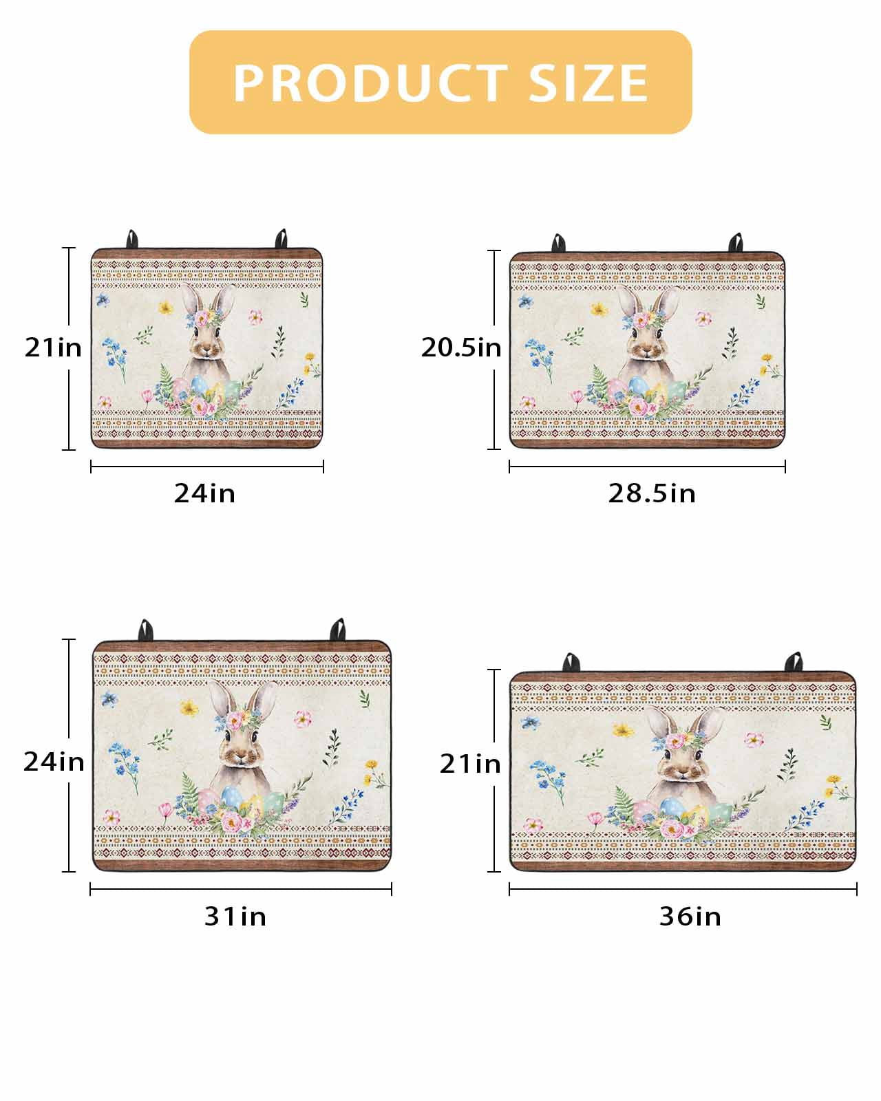 Large Induction Cooktop Protector Mat Easter Stove Top Covers for Electric Stove, Boho Ethnic Farmhouse Rabbit Colorful Eggs Patterned Decorative Stove Burner Cover Mats, Glass Top Stove Cover