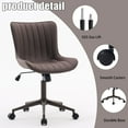 thumbnail image 6 of YOUNIKE Cute Armless Office Desk Chair Modern Upholstered Faux Leather Swivel Task Chair, Brown Same-Colored Bottom, 6 of 7