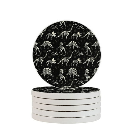 

Circular Drink Coasters Set Dinosaur Fossils In Black Socks Beautiful Home Decor Diatomite Heat-Resistant Diatomite Protect Table Countertop