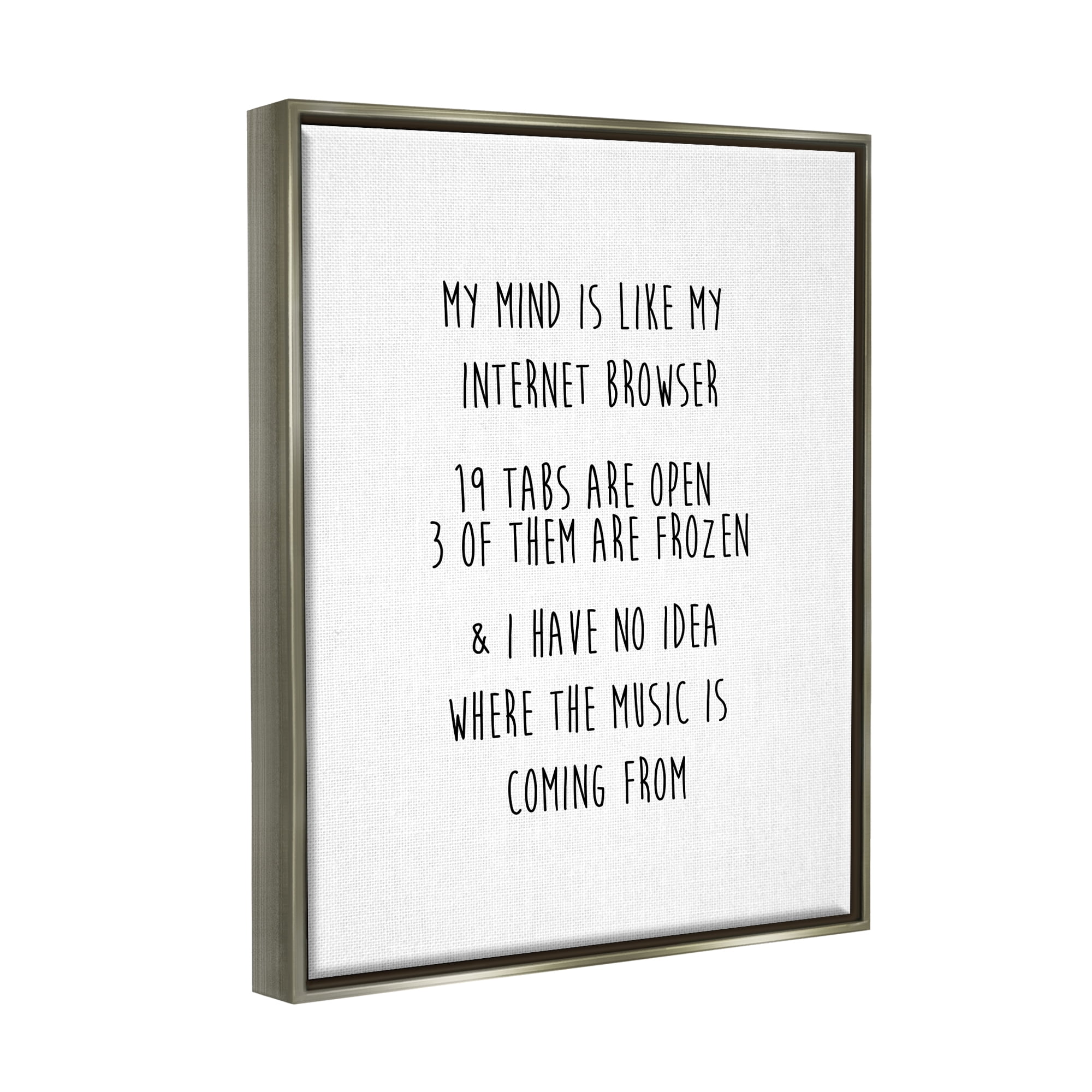 Stupell Industries Mind Like Internet Browser Funny Typography Painting Gray Floater Framed Art Print Wall Art