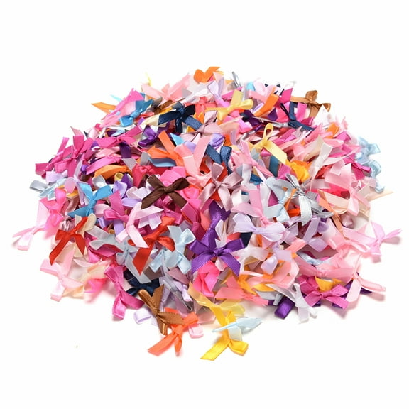 AUQ 500Pcs Mini Bows for Crafts Adorable Mini Bows Decorations DIY Small Ribbon Bows Tiny Bow Knots