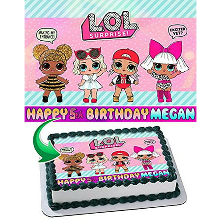 Lol Suprise Edible Cake Topper Personalized Birthday 1/4 Sheet Decoration Custom Sheet Party Birthday Sugar Frosting Transfer Fondant Image Edible Image for