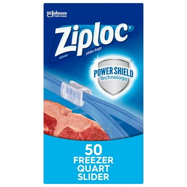 Ziploc Quart Food Storage Freezer Slider Bags, Power Shield Technology For More Durability, 50 Count