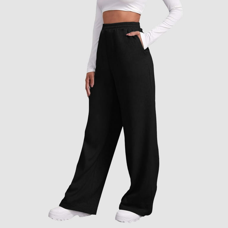 Womens black straight leg joggers sale