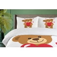 thumbnail image 4 of Ambesonne Funny Bear Duvet Cover Sets, Valentine's Day Heart, 2-King, Amber Dark Coral and White, 4 of 7