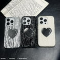 thumbnail image 5 of for iPhone 13 Pro Max Mirror Case Luxury Bling Glitter Black, Cute Tin Foil & Rock Texture 3D Love Heart Shape Makeup Mirror for Women Girls Soft Shockproof Protective Case Cover for 13 ProMax, 5 of 6