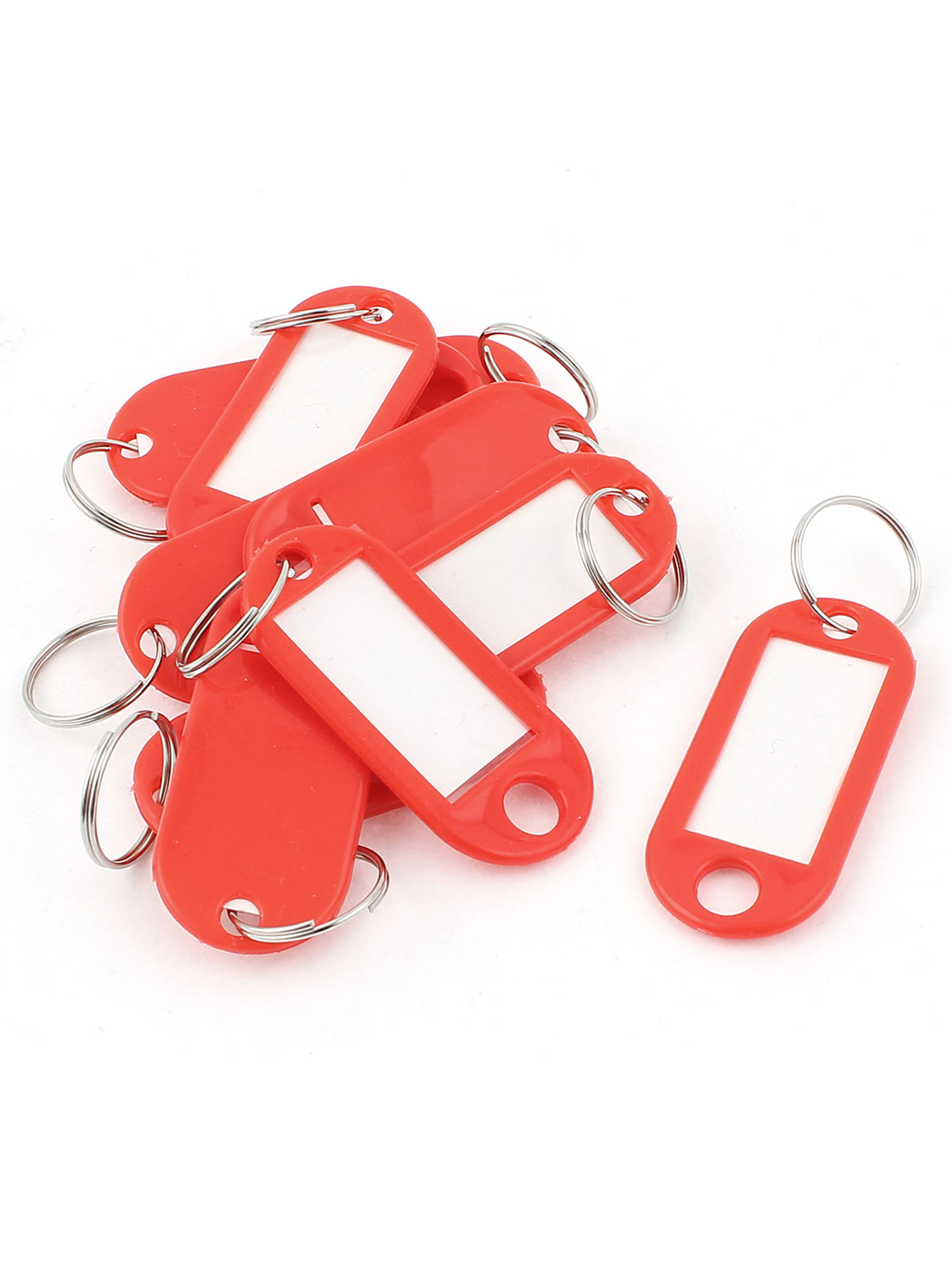 10Pcs Red Plastic Oval Key Fobs Luggage ID Label Name Tag Keyring