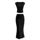 thumbnail image 1 of Conjunto de Falda PRETTYGARDEN Top Corto Fruncido Maxi Negro M, 1 of 8