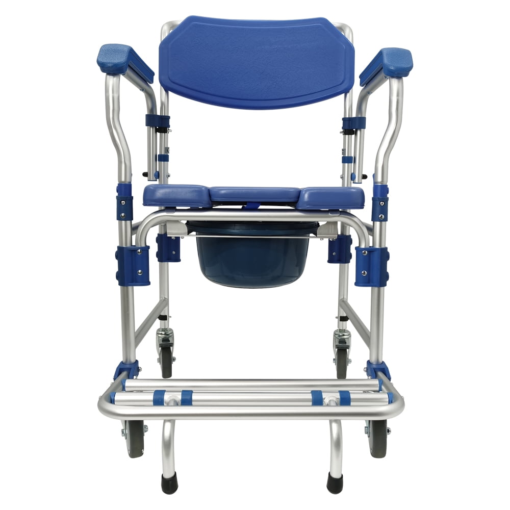 Techtongda Commode Wheelchair Toilet Shower Seat Bathroom Rolling Caster Bedside Chair Toilet Chair with Removable Armrests