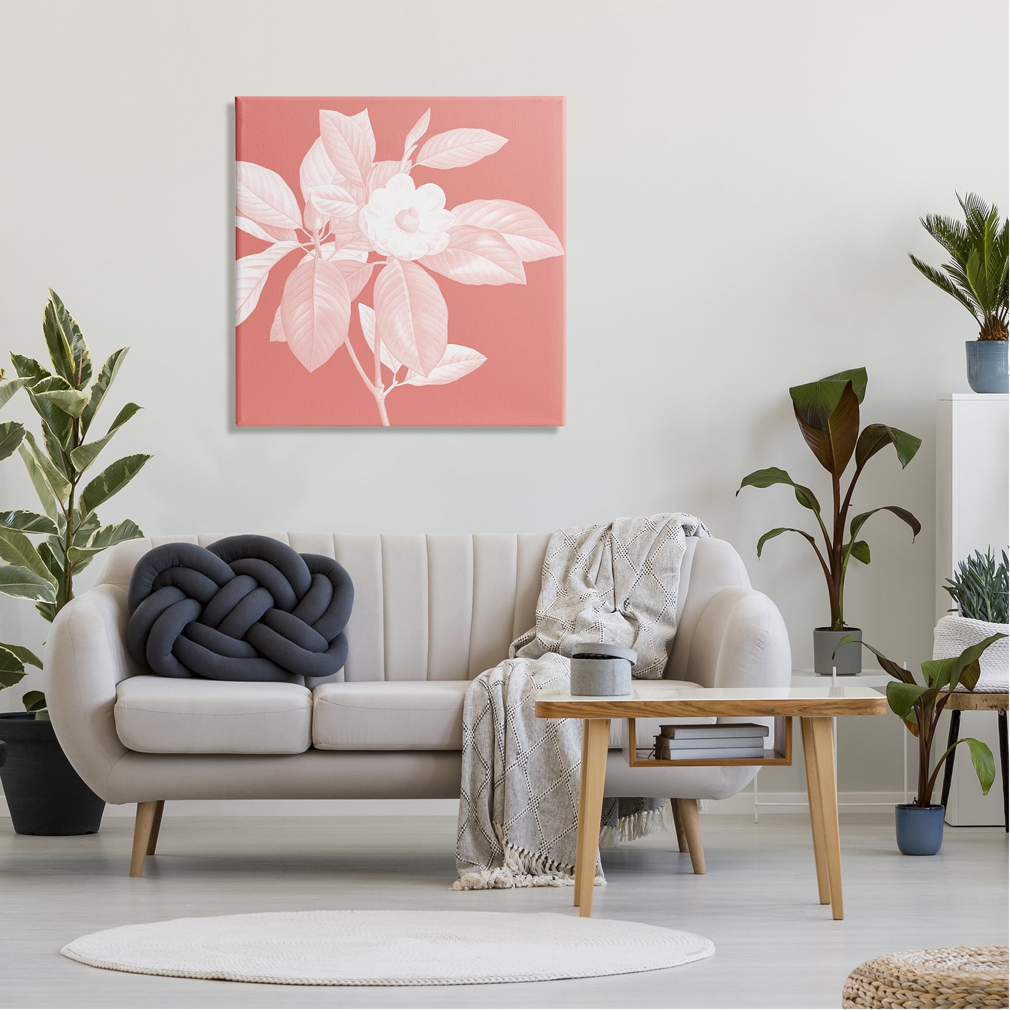 Stupell Industries Pink & White Floral Botanical & Floral Painting Gallery Wrapped Canvas Art Print Wall Art, 30 x 30