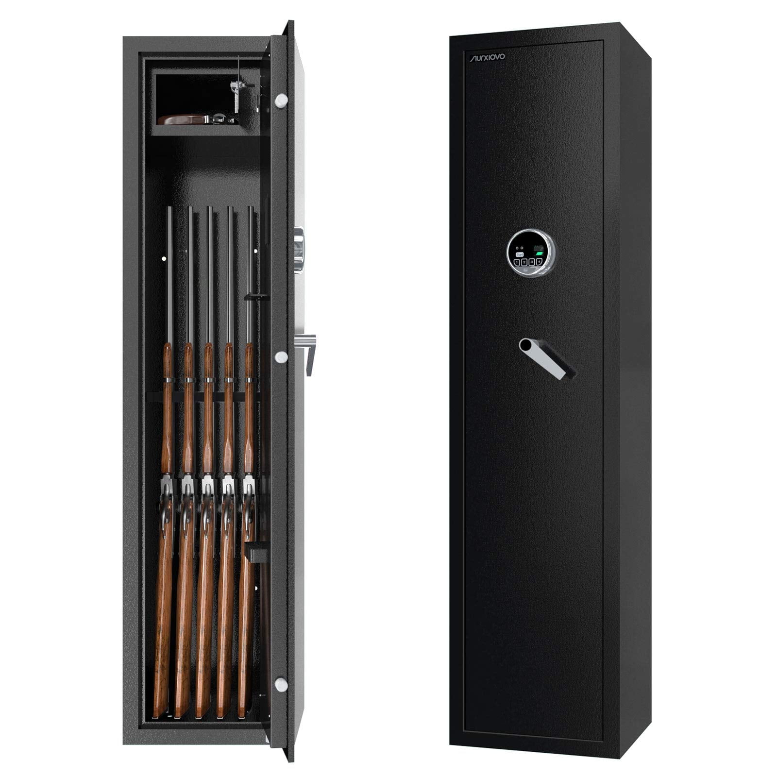 Nurxiovo Biometric Rifle Safe Quick Access Fingerprint Gun Safe Large Steel Electronic 5 Gun