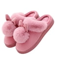 thumbnail image 2 of Eoperou 1 Pair Candy Color Anti-skid Cotton Slippers Thick Bottom Women Slip-on Hare Ear Flat House Slippers for Daily Life, 2 of 8
