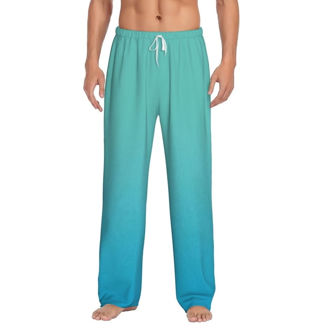 Kdxio Teal Turquoise Pattern Men's Pajama Pants, Elastic Waist with Drawstring and Pockets, Comfortable Loungewear-3X-Large