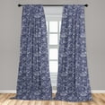 thumbnail image 5 of Ambesonne Under the Sea Curtains, Shells and Plants, Pair of 28"x84", Navy Blue White, 5 of 5