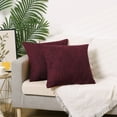 thumbnail image 6 of REGALWOVEN Linen Farmhouse Decorative Throw Pillow Covers Rustic Square Cushion Covers Set of 2 for Home Sofa Couch Claret 24" x 24", 6 of 6