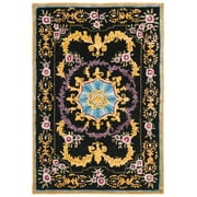 SAFAVIEH Savonnerie Elvan Floral Bordered Wool Area Rug, Black/Multi, 4 x 6
