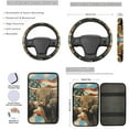 thumbnail image 3 of Jeiento Highland Cow Auto Seat Covers Full Set of 13 USA Flag Steering Wheel Cover Seat Belt Pads Cup Holder Center Console Cover Keychain Car Accessories Set Universal Fit for Most Cars SUV Sedan, 3 of 8