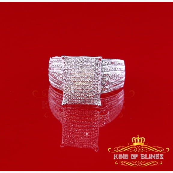 King of Bling's 0.20 CT Real Diamond 925 Sterling Silver White Cinderella Womens Ring Size 7