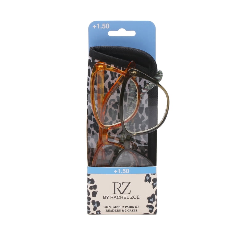 Rz by Rachel Zoe Womens Cateye Reading Glasses with Case, Crystal