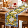thumbnail image 5 of Summer Lemons Table Runner 90 Inches, Vintage Yellow Fruit Flower Blue Ethnic Plaid Bed Runner Dresser Scarves Tabletop for Indoor Outdoor Parties/Ceremony/Banquet, 13" x 90", 5 of 9