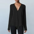 thumbnail image 2 of hotojiny Womens Tops Long Sleeve V Neck Casual Solid Blouses Fashion Irregular Hem Loose T Shirts Lightweight Tees, 2 of 6